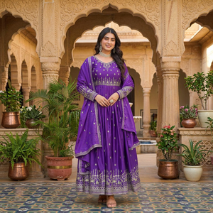 Nouvelle Tendance : Ensemble de Soirée Designer en Soie Américaine Lourde avec Broderie de Paillettes, Pantalon et Dupatta – Longueur Cheville, Infroissable - Product Image 2