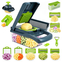 Fabrieksgroothandel Keukenaccessoires 16-delige handmatige PP plastic voedselsnijder groente-uien snijder mandoline snijmachine multifunctioneel