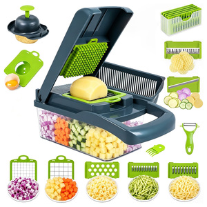 Vente en gros d'usine : Accessoires de cuisine – Hachoir manuel multifonctionnel 16 pièces en plastique PP pour légumes, oignons et <span class=keywords><strong>mandoline</strong></span> - Product Image 1