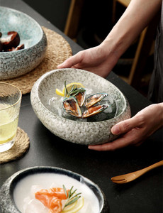 Plato Ovalado de Cerámica para Restaurante, Diseño de <span class=keywords><strong>Roca</strong></span>, para Sushi, Salmón, <span class=keywords><strong>Platos</strong></span> Fríos, <span class=keywords><strong>Platos</strong></span> Hondos para Postre - Product Image 6