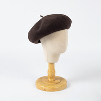 Gorro de Boina Informal para Niños, 100% Lana, Transpirable, Color Sólido, Estilo Artista Francés, para Otoño e Invierno, Cálido, Marrón
