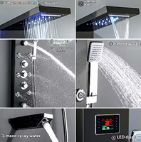 Ensemble de douche mural multifonctionnel avec écran LED numérique, thermostat intégré et sortie d'eau polyvalente