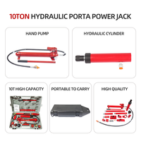 Kit de Gato Hidráulico Portátil de 10T para Reparación de Carrocerías de Automóviles, con Caja de Almacenamiento