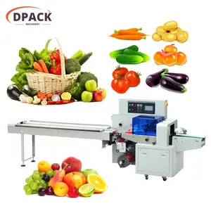 Vegetable Celery Cabbage and Carrot pillow packing machine tomato chili Taro apple orange mango flow packaging horizontal packer