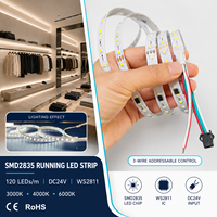 Bande LED adressable SMD2835 120 LED/m DC24V WS2811 à effet de poursuite, lumière blanche haute CRI 3000K 4000K 6000K programmable