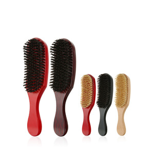 Oval Boar Bristle Hairbrush Solid Wood Paddle <b>Brush</b> For Hair And Beard <b>Smoothing</b> Comb Large Curved Design - Product Image 1