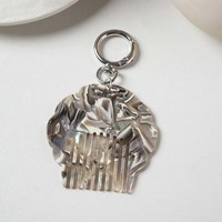 Porte-clés peigne miniature portable fait main en acétate, style vintage, avec perle et motif marbré clair, accessoire de sac pour fille