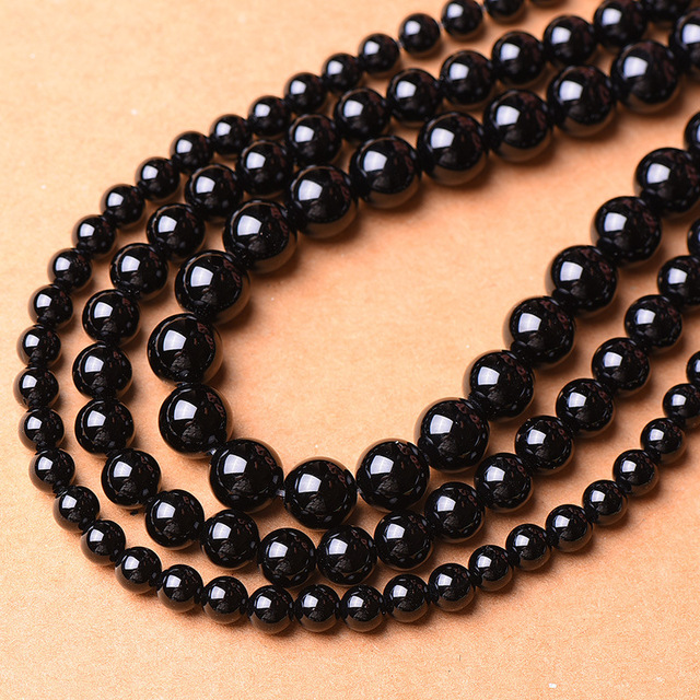 10mm Black Agate Loose Agate Gemstone Loose Beads with 2.0mm Big Hole