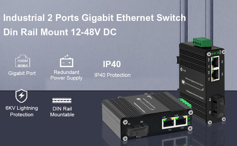 Mini Industrial 1-Port 100/1000X SFP to 2-Port 10/100/1000T 60W PoE++ Media Converter