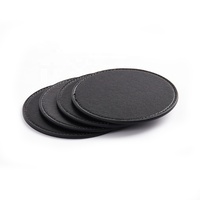 Sous-verres ronds en cuir PU personnalisables par sublimation pour boissons, avec support, vente en gros