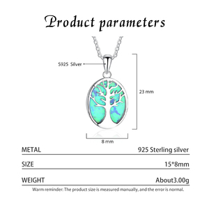 925 Sterling Silver Rhodium Plated Tree Life <b>Opal</b> Pendant <b>Necklace</b> for Women's Wedding & Party Gift Link Chain - Product Image 3