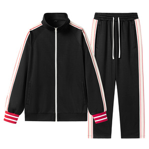 Ensemble Athlétique Unisexe Tendance XINCAI : Veste Sweat-shirt à Rayures Patchwork et <span class=keywords><strong>Pantalon</strong></span> Long 100% Polyester, Col Montant, Tenue Décontractée - Product Image 6