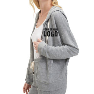 Sweat à capuche zippé pour femme, style décontracté, coupe slim, couleur unie, faible MOQ, personnalisable, idéal pour le sport et le streetwear - Product Image 2