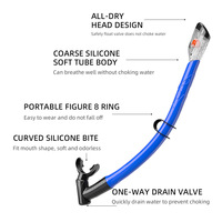 Tuba de plongée en silicone professionnel personnalisé, pliable, portable, tuyau en silicone pour un rangement pratique, ZMZ DIVE S320