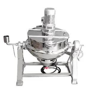 Full Automatic Soup Cooking Chili Sauce Industrial Cooker With Mixer Commercial Cooking Jacketed Kettle Tilting Jacketed Kettle