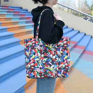 กระเป๋าโท้ทสีชมพูแบบเย็บลาย ลดราคาออนไลน์ กระเป๋าโท้ทผ้าแคนวาสสีชมพู กระเป๋าโท้ทแฟชั่นสำหรับช้อปปิ้ง - Product Image 3