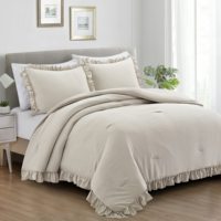 Ensemble de couette Queen QSY 3 pièces, ensemble de literie de style campagnard avec couette à volants et taies d'oreiller à volants