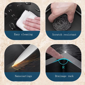 Évier de cuisine à double cuvette en acier inoxydable 201/304 personnalisé de haute qualité Évier de cuisine moderne noir <span class=keywords><strong>Prix</strong></span> de l'évier en acier inoxydable - Product Image 4