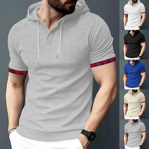 T-shirt à capuche à manches courtes pour homme Temu, printemps-été, respirant, décontracté, sportif, avec boutons, grande taille, tissu fin - Product Image 3