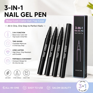 Abrltino Venta al por mayor de fábrica Esmalte de uñas en bolígrafo sin HEMA ni TPO, con purpurina, 3 en 1, <span class=keywords><strong>Gel</strong></span> de color para decoración de uñas, Bolígrafo de <span class=keywords><strong>gel</strong></span> de un solo paso - Product Image 1