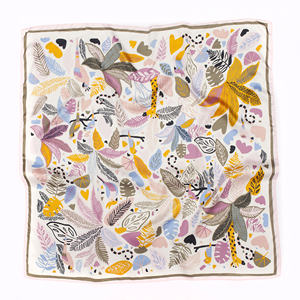 高品質ヨーロッパ風デジタルプリント90*90cmシルクツイルスカーフ＆ハンカチカスタムヘッドラップシルクスカーフバンダナ（女性用） - Product Image 1