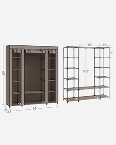 不織布製 折りたたみ式 モダンなアパート用ワードローブ/クローゼット 家庭用寝室家具 衣類収納 - Product Image 2