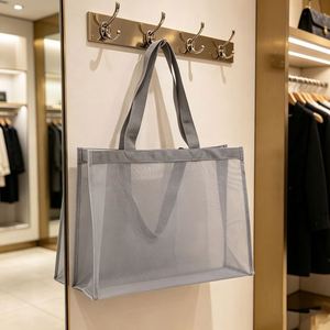 Blank Nylon Mesh Tote <b>Large</b> Capacity Reusable Shopping Net <b>Bag</b> With Handles Custom Logo Printing for Grocery <b>Beach</b> Storage - Product Image 4