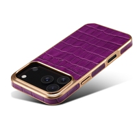 Sarung ponsel kulit buaya, pelindung belakang berlapis elektro gaya kulit untuk iPhone 17 Air/17 Pro/17 Pro