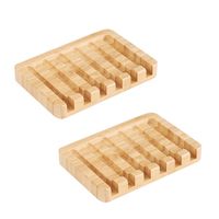 Porte-savon en bambou naturel écologique, porte-plateau Portable avec Drain pour salle de bains évier de cuisine Logo privé