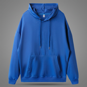 Sweat-shirt à capuche bleu roi pour homme, décontracté, uni, à manches longues, avec poche kangourou et cordon de serrage - Product Image 2