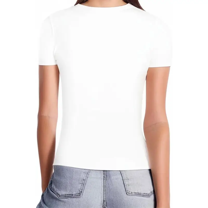 사용자 정의 미국 크기 95% 레이온 5% 스판덱스 여성 반소매 긴 소매 사각 목 T 셔츠 상의 티셔츠