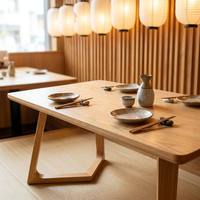 Table à manger minimaliste en noyer, pieds en bois massif avec placage en noyer MDF, ensemble de table à manger 6 places pour salon, salle à manger, hôtel