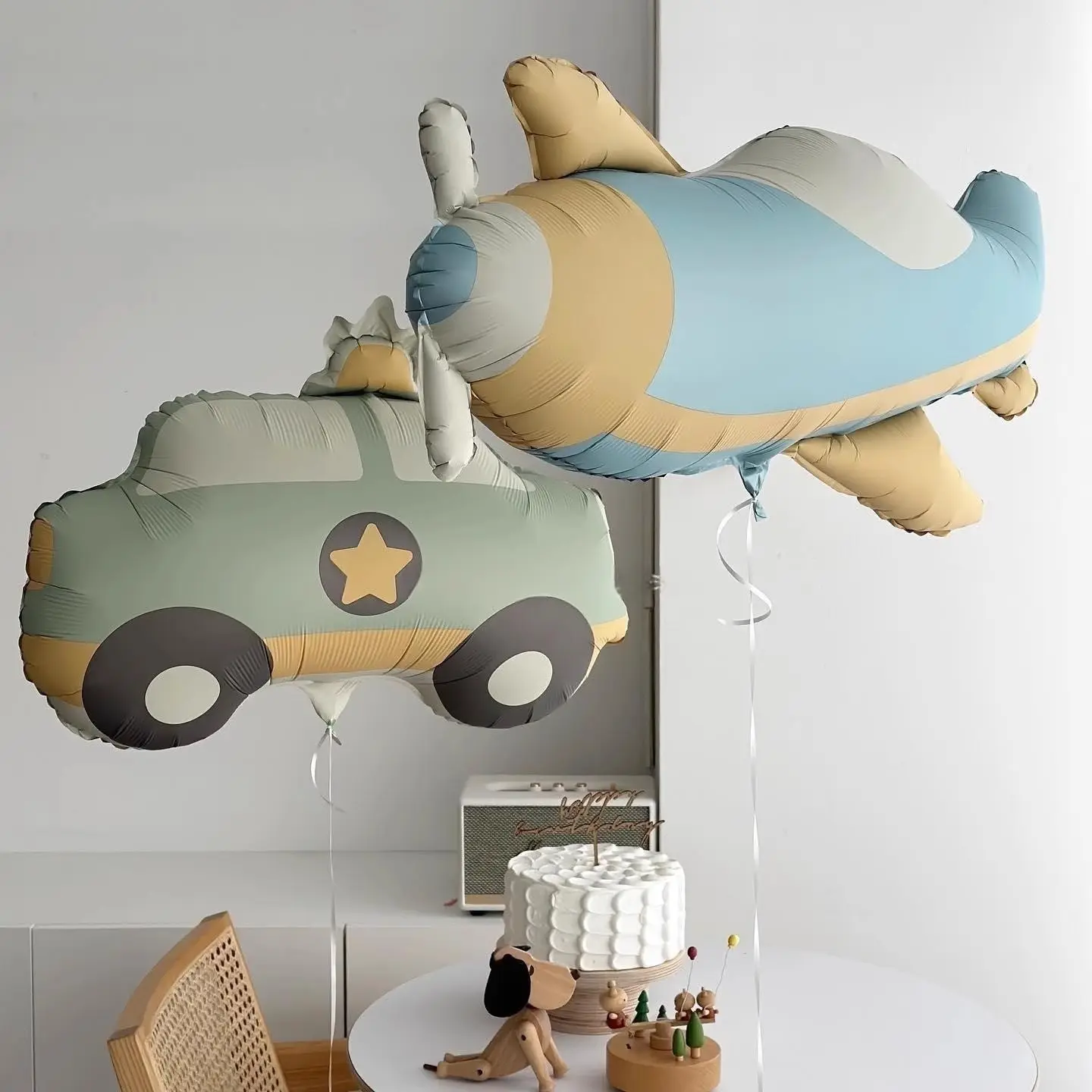 Ins sevimli mat buzlu araba uçak ayı alüminyum balon çocuk doğum günü tam yıl düzeni balon