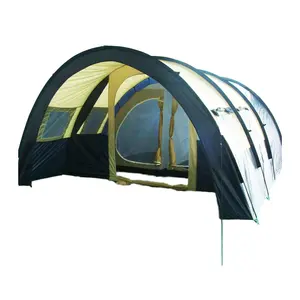 Wind Valley großes Familien-Tunneltent hochwertige Leinwand doppelte Schichten 4-6 Personen faltbares Freiluft-Camping-Wander-Zelt Fiberglas