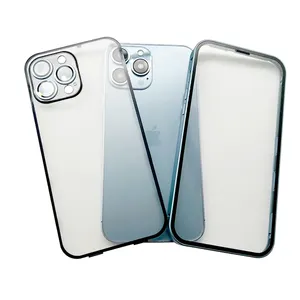 आईफोन 14 स्नैप किंग फोन केस के लिए डबल साइडेड बकल ग्लास एल्यूमिनियम मिश्र धातु धातु फोन केस 360 प्रोटेक्ट केस कवर टेम्पर्ड