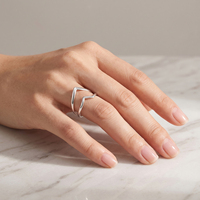 Bague double V minimaliste en or 18 carats pour femmes, anneaux en argent sterling 925 ajustables en forme de cœur, bijoux fins de créateur sur mesure, vente en gros
