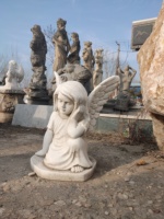 Sculpture sur pierre Grandes statues Sculptures d'ange en marbre blanc naturel