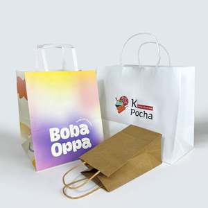 Bolsa de Papel Biodegradable para Llevar Comida, con Asa, Impresión de Logotipo Personalizado, Precio de Fábrica, Ecológica - Product Image 5