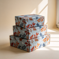 Boîte cadeau à thème automnal imprimée en offset avec motif de feuilles, livraison rapide en 72h, boîte d'abonnement en carton imperméable