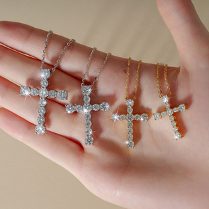 Collar <span class=keywords><strong>con</strong></span> Colgante <span class=keywords><strong>de</strong></span> <span class=keywords><strong>Cruz</strong></span> <span class=keywords><strong>de</strong></span> Moissanita VVS <span class=keywords><strong>de</strong></span> 1.4CT 3.2CT 4.3CT para Hombre y Mujer <span class=keywords><strong>con</strong></span> Cadena <span class=keywords><strong>de</strong></span> Plata Esterlina 925 Chapada en <span class=keywords><strong>Oro</strong></span> <span class=keywords><strong>de</strong></span> 14K - Product Image 1