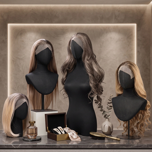 Tête de mannequin en tissu avec support métallique, mannequin réaliste pour l'affichage de perruques, chapeaux, foulards et colliers - Product Image 1