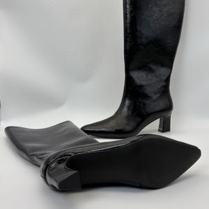 Bottes de cheville à talon épais et fermeture à glissière arrière à tête carrée, style coréen, hiver 2025, noires - Product Image 4