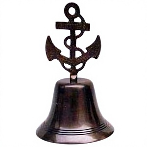 Campana de latón con acabado antiguo, mango de ancla de barco, campanas Vintage al por mayor, campanas Vintage de estilo náutico más vendidas, precios baratos - Product Image 1