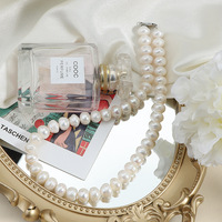 Collier en perles d'eau douce naturelles blanches extra larges de 11-12 mm, sans noyau, avec fermoir à filetage, 45 cm, directement de l'usine