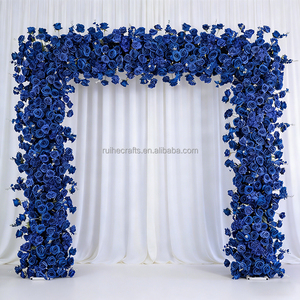 <span class=keywords><strong>Arche</strong></span> florale rectangulaire en rose artificielle bleu royal bon marché à un seul côté pour la décoration de scène de fond de mariage - Product Image 1