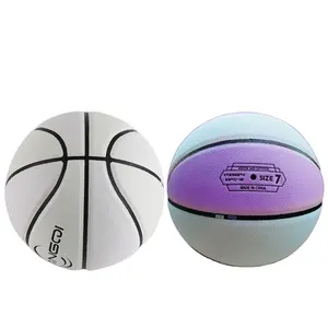 Голографический баскетбольный мяч из искусственной кожи, для занятий спортом на открытом воздухе