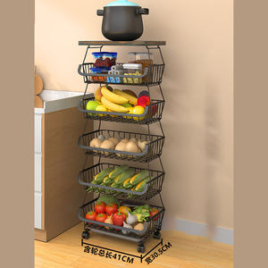 Estantes de Almacenamiento Multicapa para <span class=keywords><strong>Cocina</strong></span>, de Metal Ventilado, con <span class=keywords><strong>Techo</strong></span> de Madera y Ruedas - Product Image 6