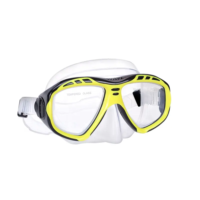 Big Frame Transparent Tempered Glass Diving Snorkeling Mask For Adult