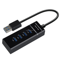 Hub USB 3.0 4 ports 5 Gbit/s avec station d'accueil et blindage en feuille et tresse PVC pour iPad, ordinateurs portables, téléphones mobiles et disques durs