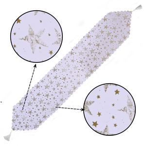 Nappe <span class=keywords><strong>De</strong></span> Noël Décorations Pliable Léger Coureur Napperon Couverture <span class=keywords><strong>De</strong></span> <span class=keywords><strong>Table</strong></span> Motifs Blancs Arbre <span class=keywords><strong>De</strong></span> Noël Feuille D'<span class=keywords><strong>or</strong></span> Lin - Product Image 3